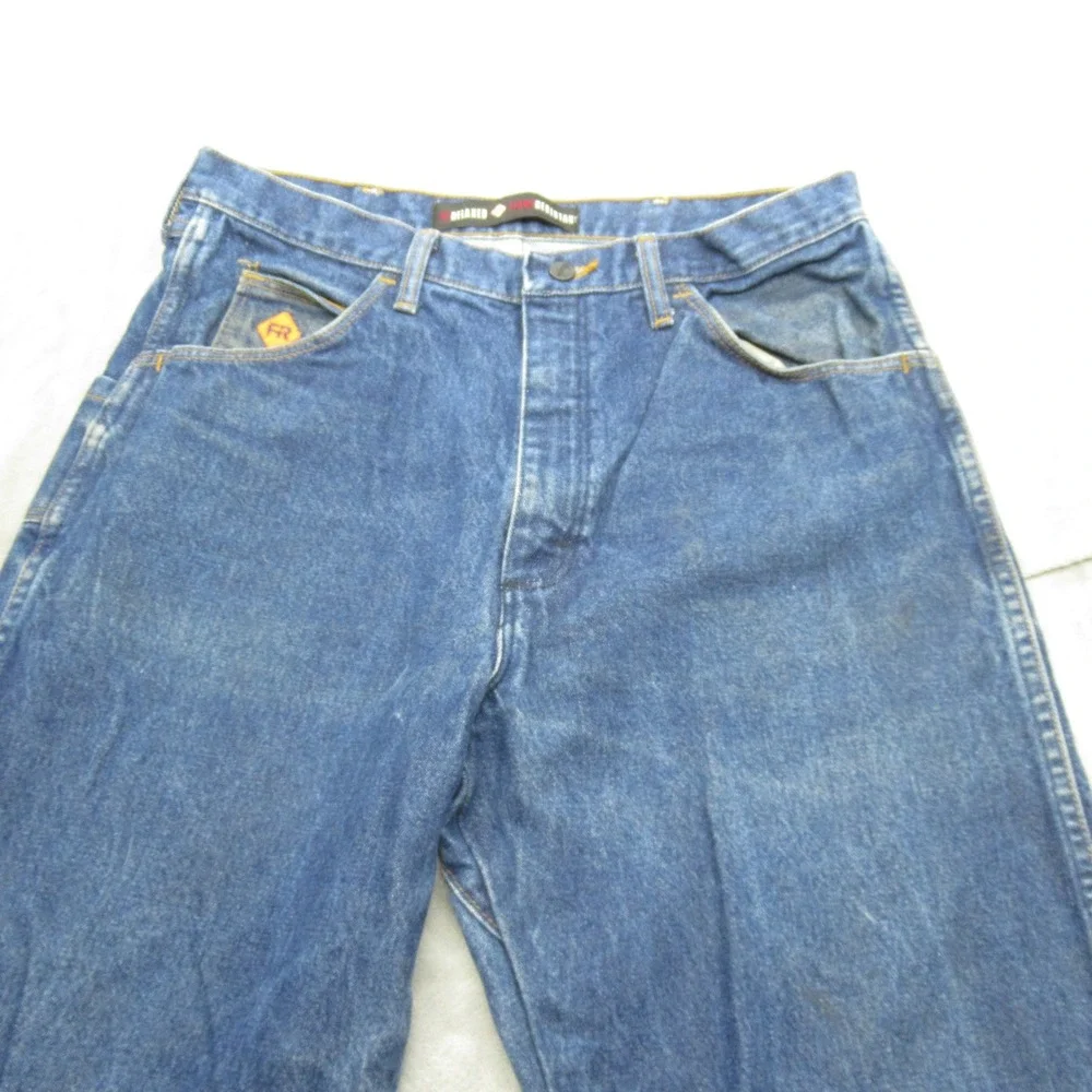 Wrangler FR Jeans Mens 32x37 Dark Wash Denim Flame Resistant Relaxed Fit Bootcut